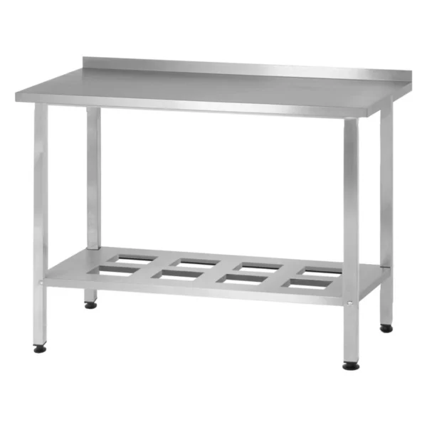 Стол производственный СПРн «Norma Inox» 1000x600 (с бортом, полка-решетка, ножка профильная)